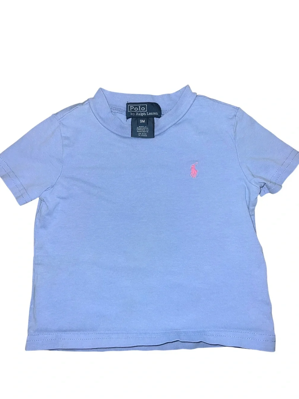 Polo by Ralph Lauren Light Blue Tee with Pink Pony 9M